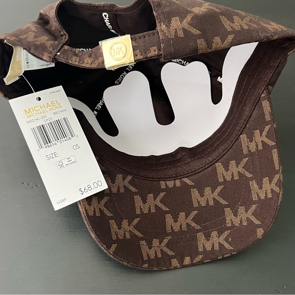 Michael Kors Brown Signature Logo Print Ball Cap NWT - Picture 3 of 4